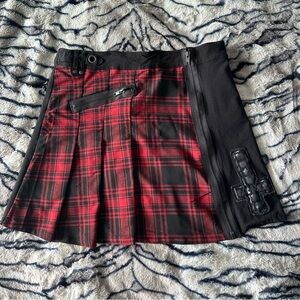 Killstar Red Plaid Mini Skirt